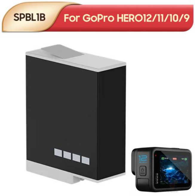 교체 배터리 SPBL1B 고프로 HERO12 HERO11 HERO10 HERO9 엔듀로 배터리, 1개