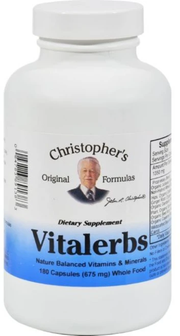 Christopher's Original Formulas Vitalerbs Nutrient-Rich Herbal Supplement 180 Veg Caps, Christopher's Original Formula, 1개, 180정 - 쿠팡