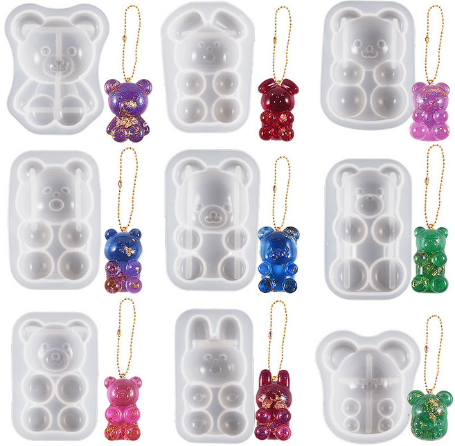 레진아트 공예 반입체 동물 토끼 곰 실리콘 몰드 9종 세트, 1개