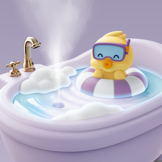 애니버디즈 캐릭터 아이방 미니가습기 어린이 귀여운, 가습기, 퍼플덕