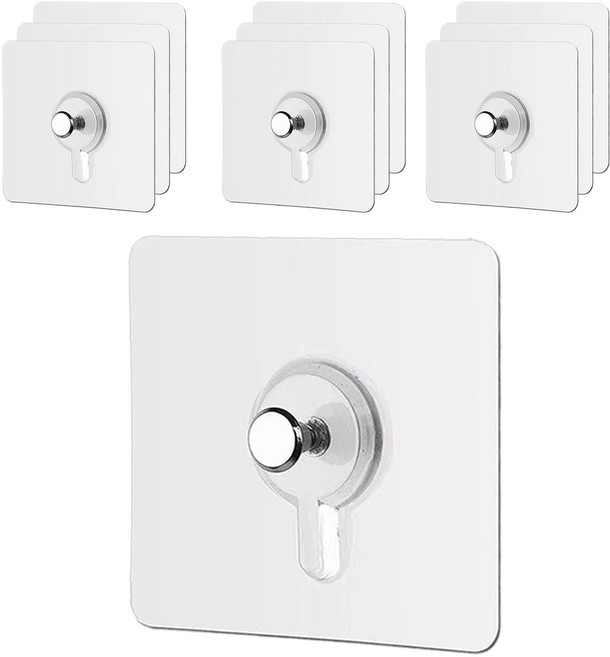 무타공 흔적없는 접착식 고리 호리공 액자 거치용 못 강력 하중 방수 벽 시계 액자 걸이 못, 10개, 투명