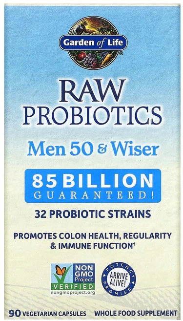 가든오브라이프 RAW Probiotics 50세 이상 남성용 활성 배양균 850억 마리 베지 캡슐 90정, 1개 - 쿠팡