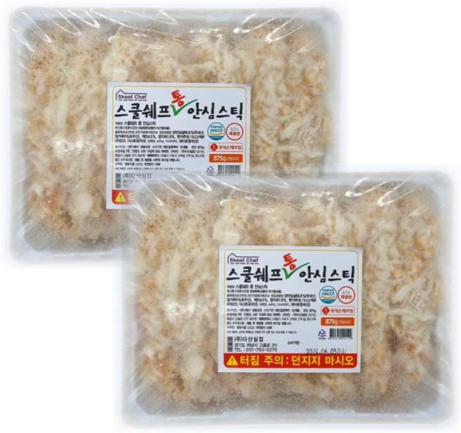 스쿨쉐프 치킨 통안심 스틱 875g, 2개