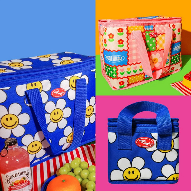 D/C New season ice bag 위글위글 스마일 캐릭 보 온 냉 백 아이스 박스, L(pink)