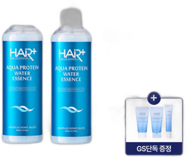 헤어플러스 아쿠아 단백질 워터에센스 X+ / 노워시 트리트먼트, 3개, 200ml