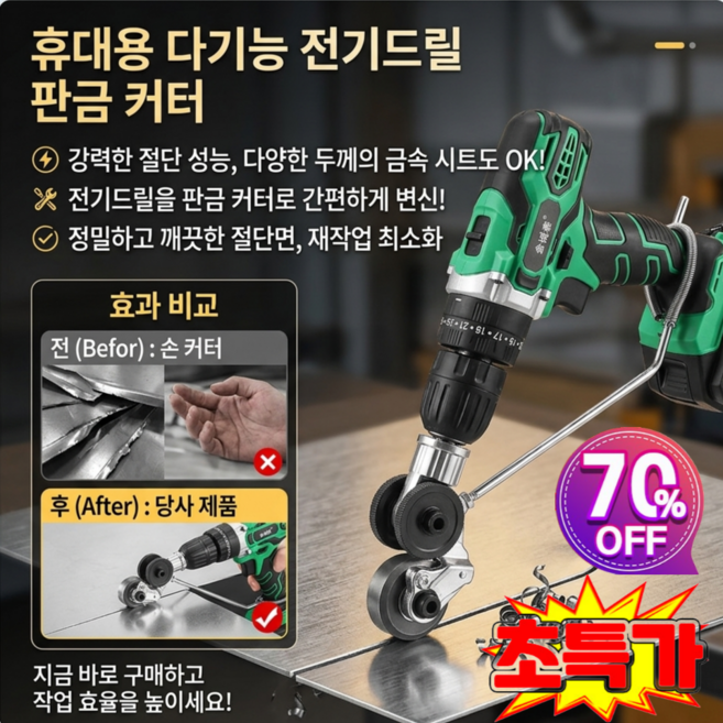 [독일의 기술!]휴대용 다기능 전기드릴 판금 커터 결합형 금속 철판 절단기 전동 핸드 드릴 판금컷팅기, 전기드릴 판금 커터(각종 핸드드릴에 적합)