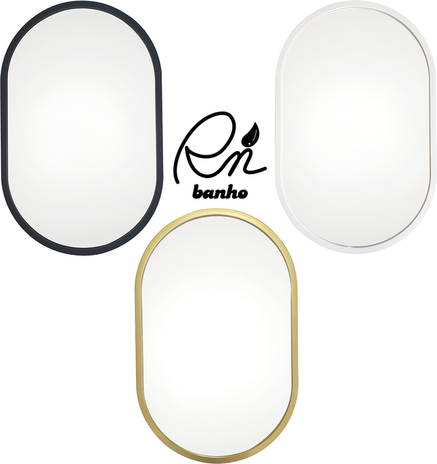 욕실거울 타원형거울 트랙 욕실경 거실 화장실 인테리어거울 트랙경 양타원, No.2 화이트