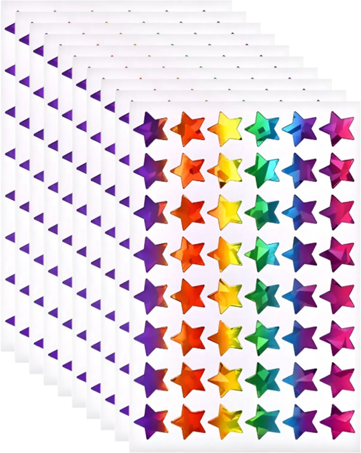 스노벨 레이져 원형 하트 별 스티커, 1개, 별(480개) S2210