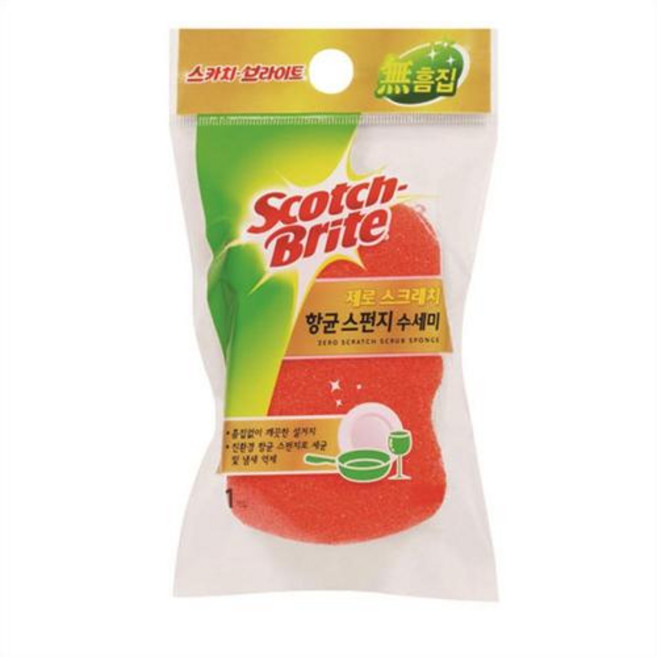 3M 생활용품 제로스크래치 항균스펀지수세미 가로A 71 세로B 110 2개입 1봉 840 2453, 1개