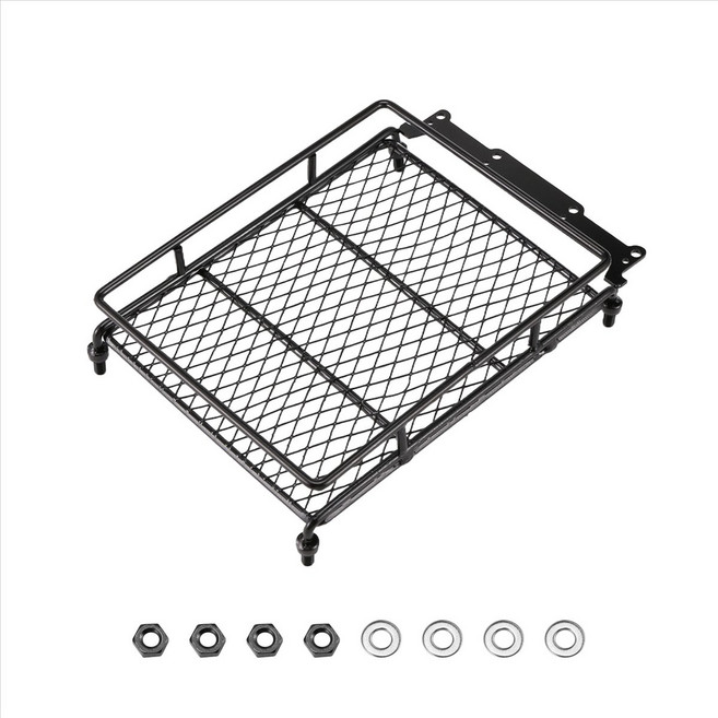 1/10 RC 자동차 록 크롤러 금속 루프 랙 랙 수하물 캐리어 Tamiya CC01 Axial SCX10 D90 용 LED 조명 바, 검은색