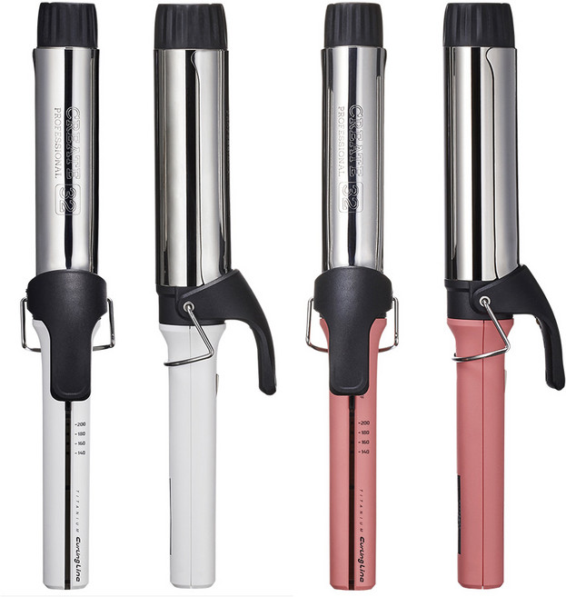 그리에이트 티타늄 컬링라인 볼륨 아이롱 32mm / 38mm 전문가용 봉고데기, 핑크