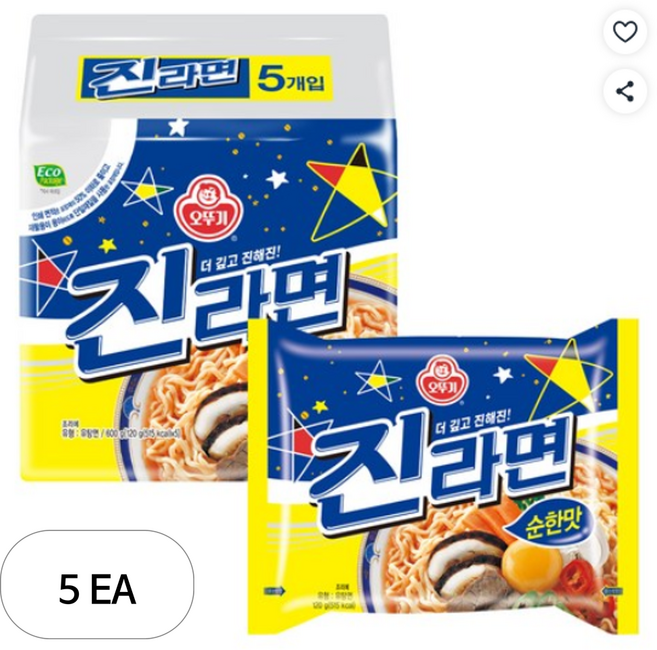 오뚜기 진라면순한맛 120Gx5입, 5개