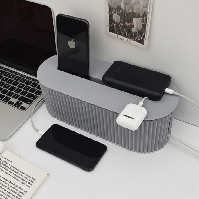 보넬티 안전커버 전선정리 멀티탭 정리함, 그레이, 1개