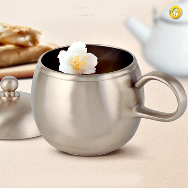 방짜 유기잔 고급 머그컵 한국 전통 찻잔 손잡이 뚜껑 소, 상세페이지 참조, 1개