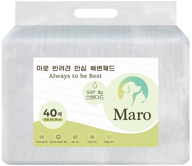 마로 고흡수 냄새잡는 반려견 배변패드, 1개, 40개입