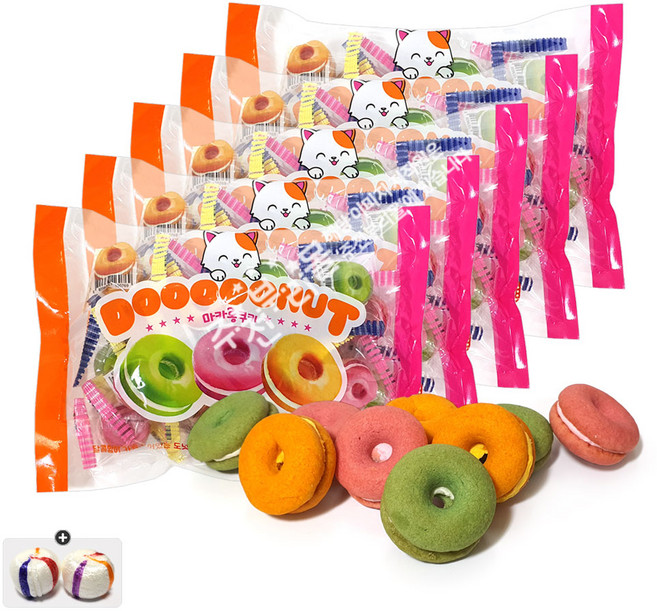 도넛 마카롱 쿠키(280g/약) x 5봉+자색옥춘사탕 20g 세트, 1세트, 1.4kg
