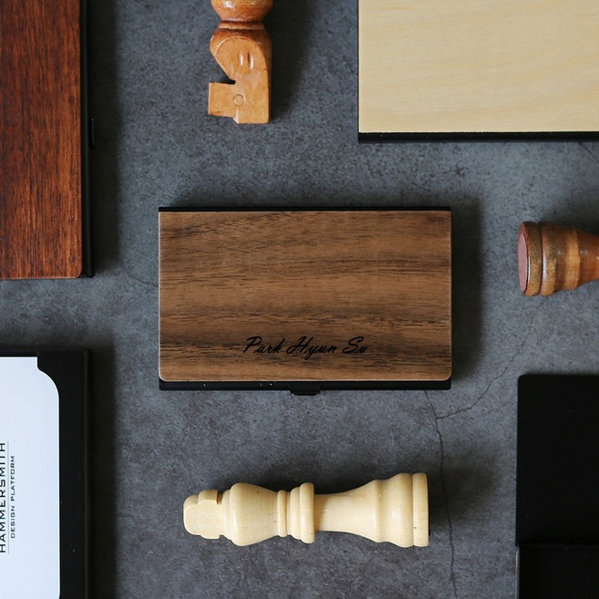 889 우드 원목 나무 명함 명함집 통 보관함 홀더 꽂이 쿠폰 정리함 각인, 표준 각인작업:4천원, 월넛