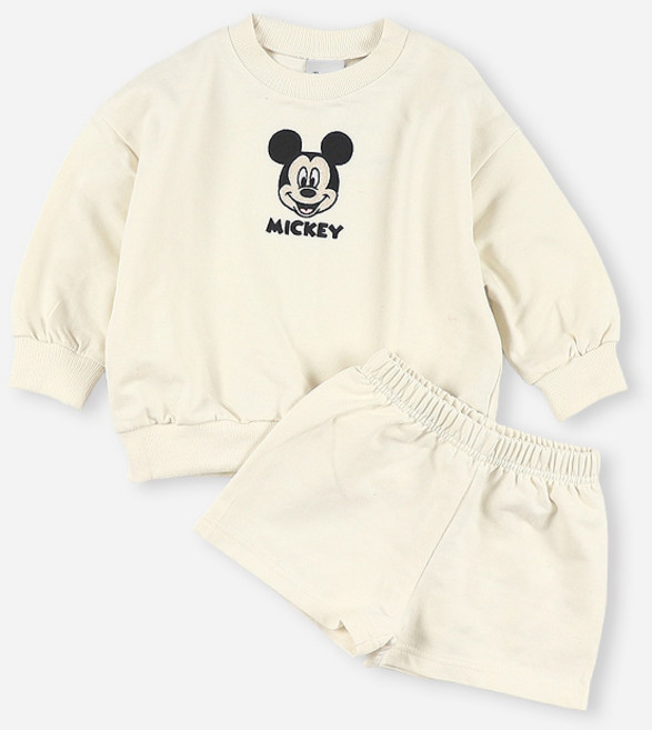 디즈니 봄 남아 여아 등원룩 미키 얼굴 자수 반바지 상하복