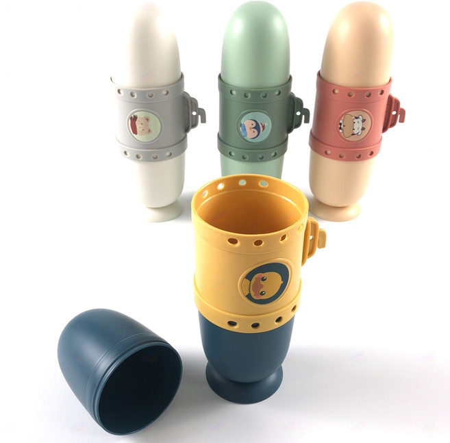 여행용 휴대용 양치컵일체형 치약칫솔 케이스, 화이트, 1개