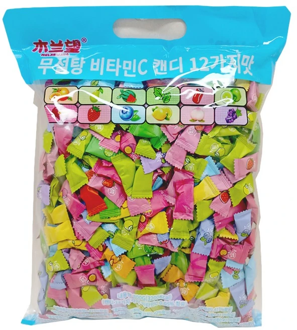 무란왕 무설탕 12가지맛 비타민C 민트 미니 캔디, 800g, 1개 - 쿠팡
