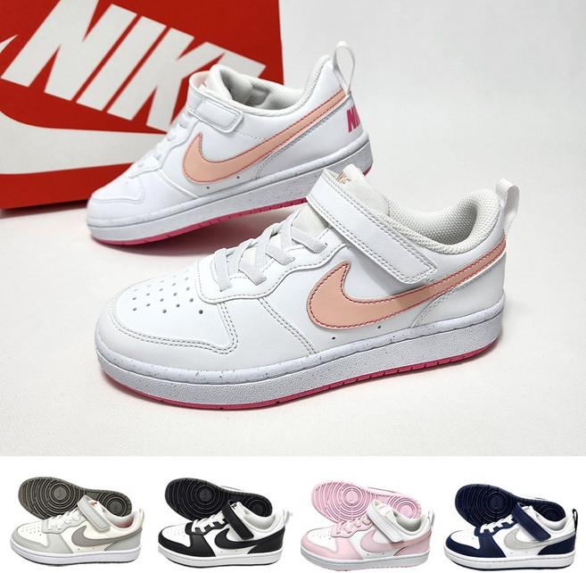 나이키 키즈 코트버로우 170~220 패션 운동화 고무줄끈 벨크로 찍찍이 발편한 스니커즈 초등 어린이 남아 여아 데일리 학생 신발 [국내매장판/AS가능]