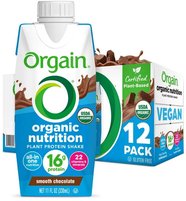 올게인 뉴트리션 식물성 프로틴 쉐이크 스무스 초콜릿 Orgain Nutrition Vegan Protein Shake, 120개, 330ml - 쿠팡