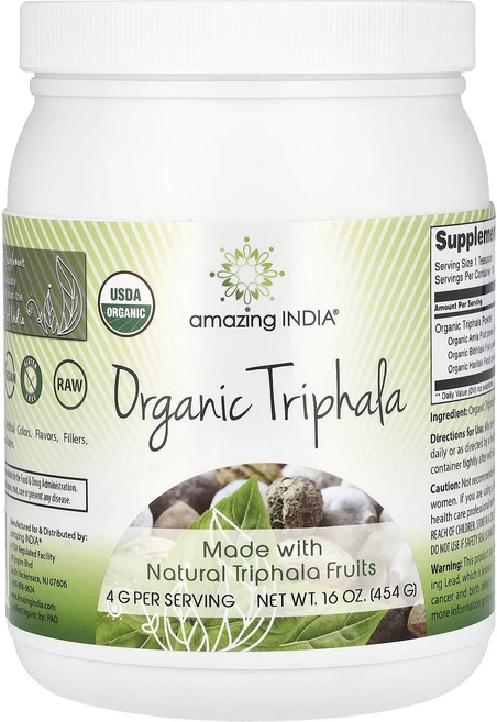 Amazing India 유기농 트리팔라 4g 454g(16oz), AmazingIndia유기농트리팔라4g454g16oz, 1개, 1개 - 쿠팡