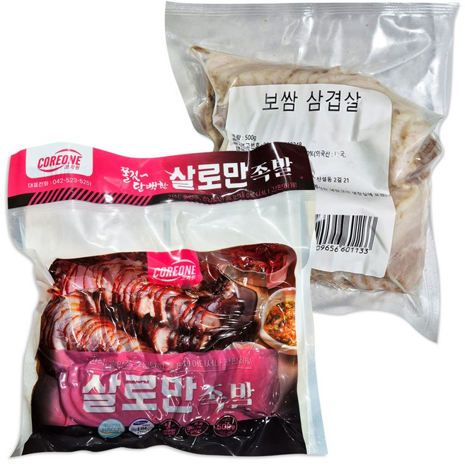 살로만 슬라이스 순살 족발 500g + 삼겹 보쌈 500g 총1kg 족보세트, 1개