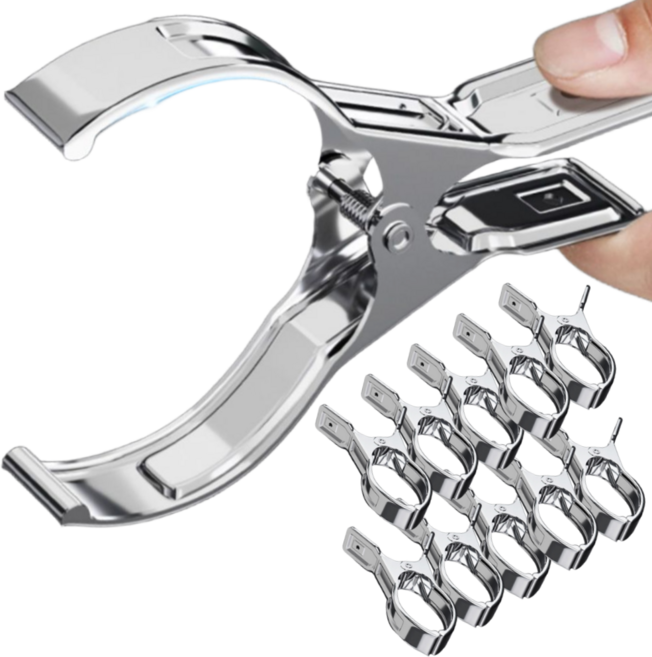 안심구매단 스텐 큰빨래집게 이불 의류 강력 고정, 실버, 10개