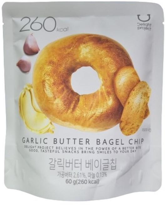 딜라이트 프로젝트 갈릭버터 베이글칩, 60g, 3개