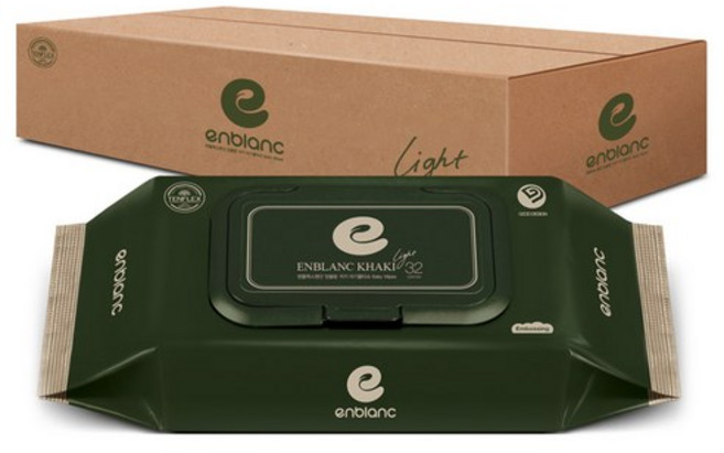 앙블랑 프리미엄 아기물티슈 카키 캡형 82평량, 77g, 32매, 20팩