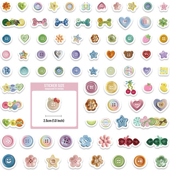 노트북 물병 여행 가방 및 휴대폰 봉투용 3시트 귀여운 성격 버튼 패턴 장식 스티커, 03 30sheet