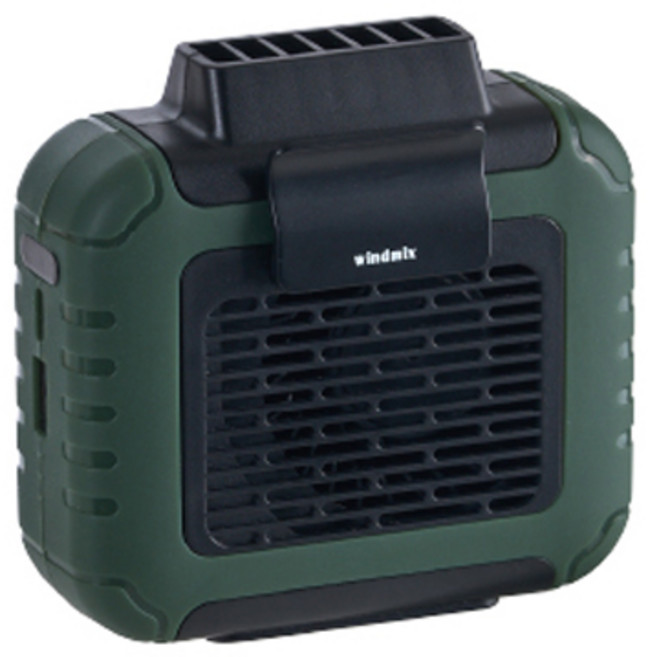윈드믹스 휴대용 선풍기 두손자유 허리에 거는 바디쿨러 등풍기, 그린