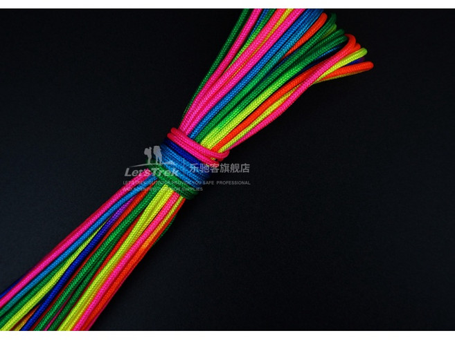 J1 傘繩 七彩段染漸變彩虹傘繩 七芯 編織 線 手工DIY配件, 2mm 七彩繩  100米, 1個