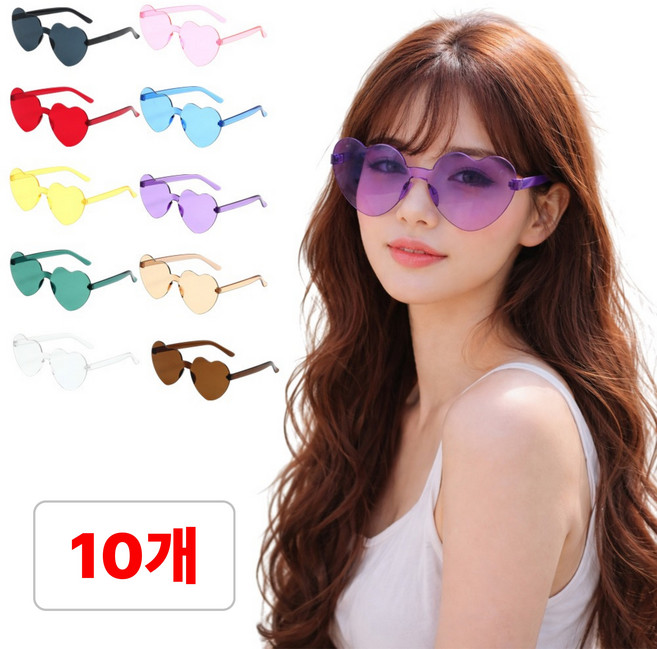 별오점 웃긴 파티 하트 별 선글라스 안경 용품, 10개, 하트 안경