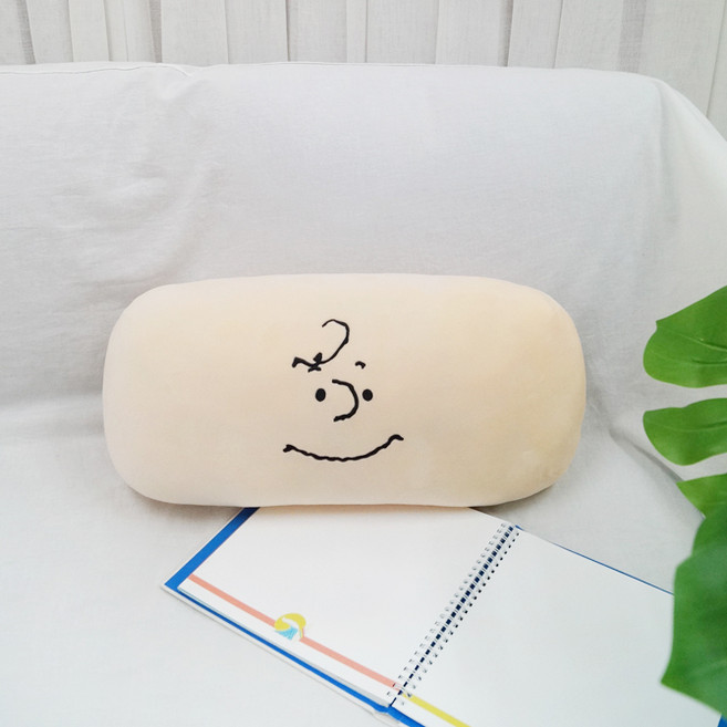 스누피 찰리 스마일 소프트쿠션 45x22cm 극세사 스판 낮잠 학교 사무실 차안 캠핑용 베개 침대 거실, 단품