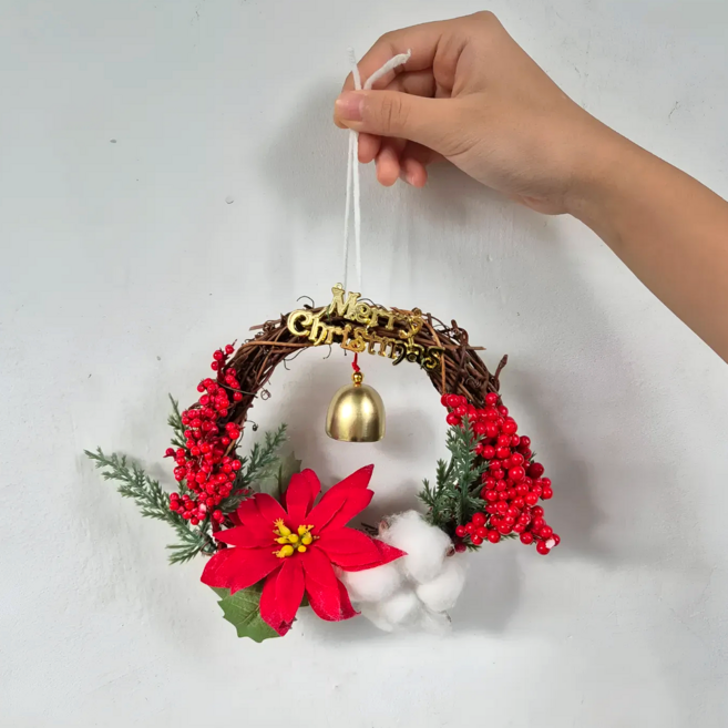 크리스마스 포인세티아 리스 만들기 키트, 크리스마스 리스만들기