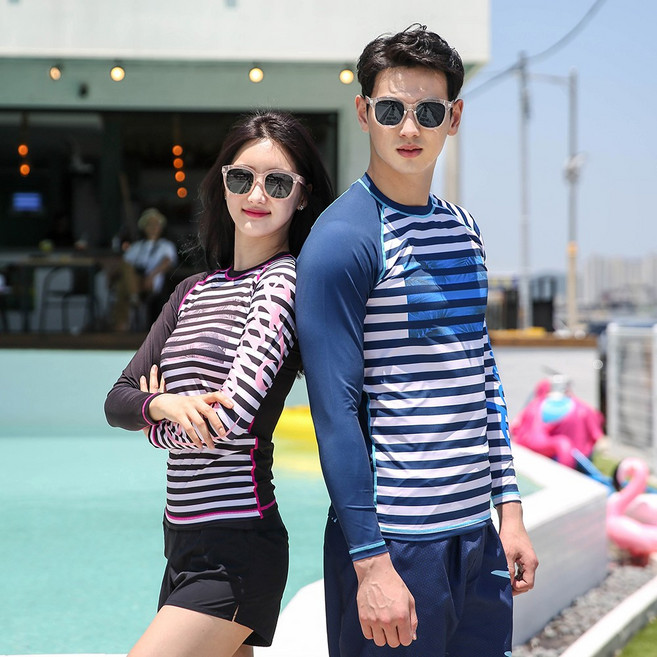 조이할리 틸러스 커플 래쉬가드 상의 남녀 수영복 비치웨어 긴팔 빅사이즈, 네이비