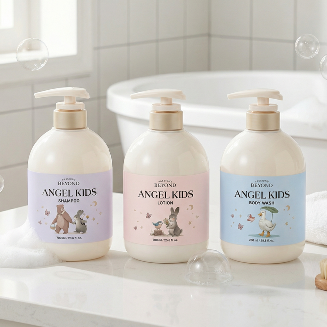 비욘드 엔젤키즈 700mL 대용량 3종 샴푸+워시+로션, 1