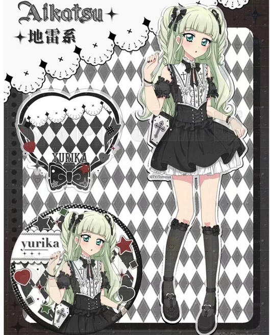 2종풀세트 아이엠스타 토도 유리카 아이카츠 아크릴스탠드 캔뱃지 철뱃지 아크릴 피규어 굿즈, 아크릴1개 뱃지1개