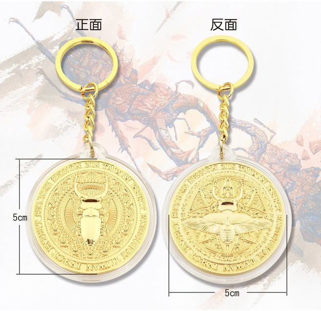 蟲蟲底家 2018台灣昆蟲大展紀念幣吊飾，深山鍬甲蟲鍍金款，直徑5公分