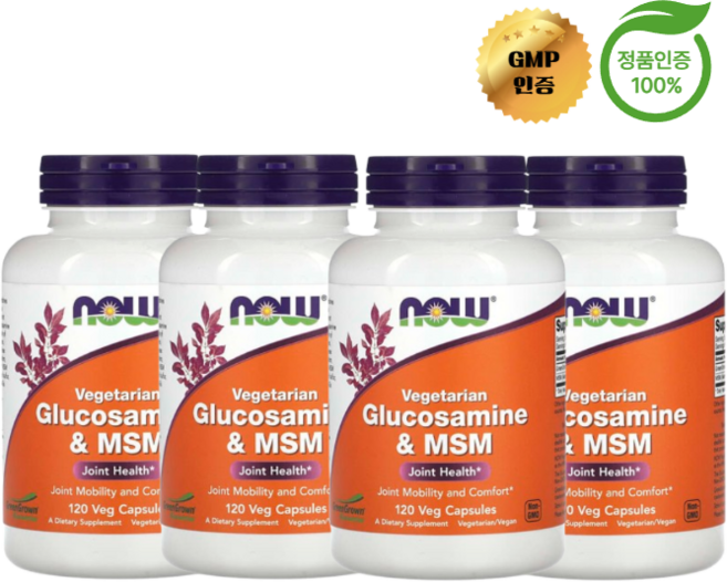 나우 푸드 4개X 식물성 글루코사민 MSM 베지 캡슐 120정, 4개