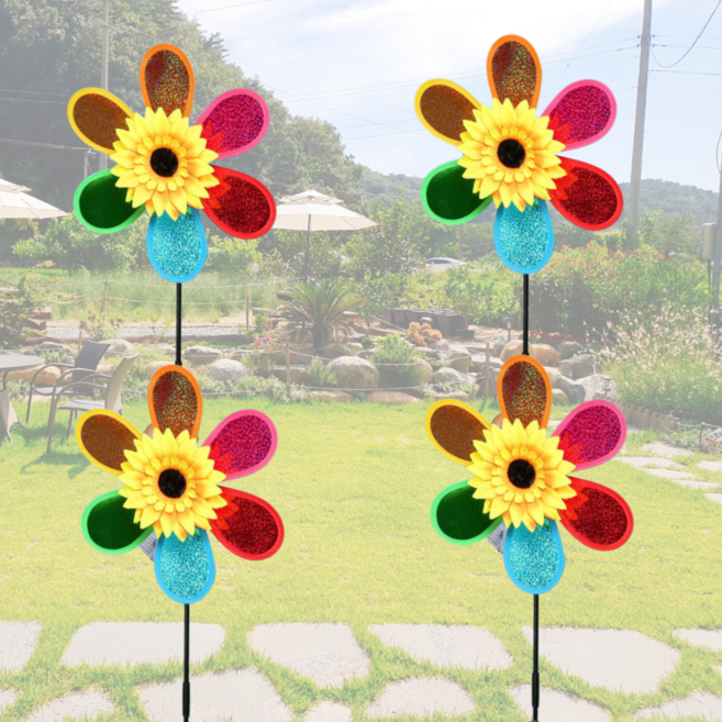 펀펀상사 해바라기 바람개비 세트, 4개