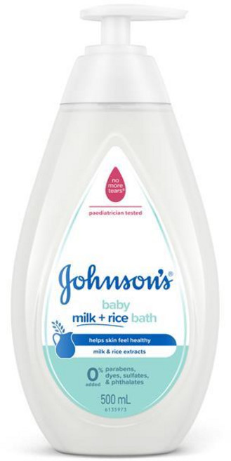 호주 존슨즈 Johnson's Baby Bath Milk & Rice 밀크 & 라이스 어린이 바스, 500ml, 2개