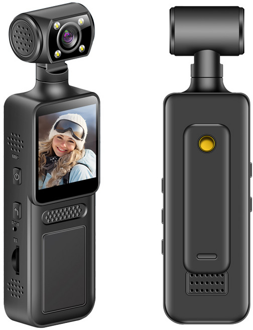 해브유 고화질 초소형 액션캠 180도 회전렌즈 브이로그카메라 바디캠 자전거 오토바이블랙박스, 바디캠+SD카드64GB, 블랙