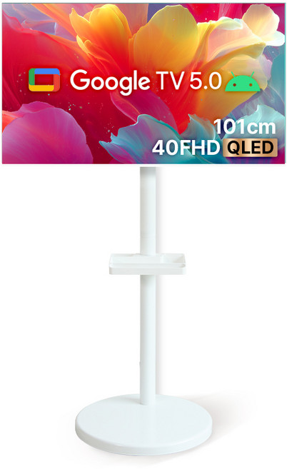 무빙큐빅스 스마트 40인치 FHD QLED 화이트에디션 삼탠바이미 퍼스트 셋트 이동식 tv 거치대 삼텐바이미 스탠바이미 중소바이미, 고객직접설치, 스탠드형, 101cm(40인치)