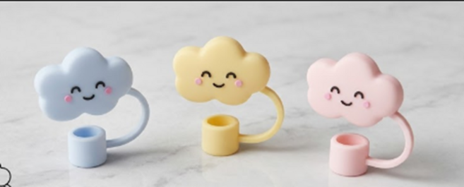 실리콘 빨대캡 텀블러 마개 먼지 차단 스트로우 커버 10mm 호환, 1개, 구름