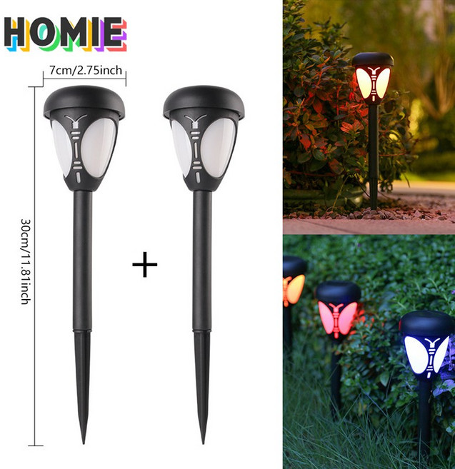 HOMIE 방수태양광 잔디등정원등 LED옥외등 로맨틱나비등 2개, 채색