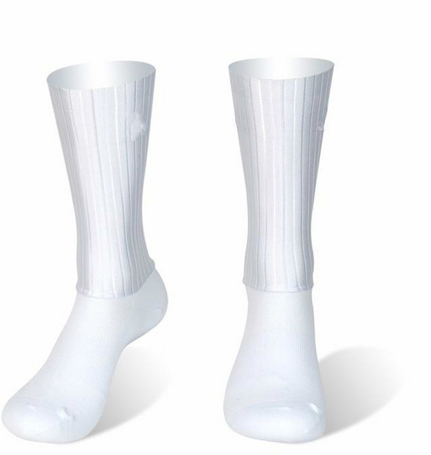 남성용 미끄럼 방지 실리콘 에어로 양말 화이트 라인 사이클링 양말 자전거 스포츠 러닝 자전거 여름