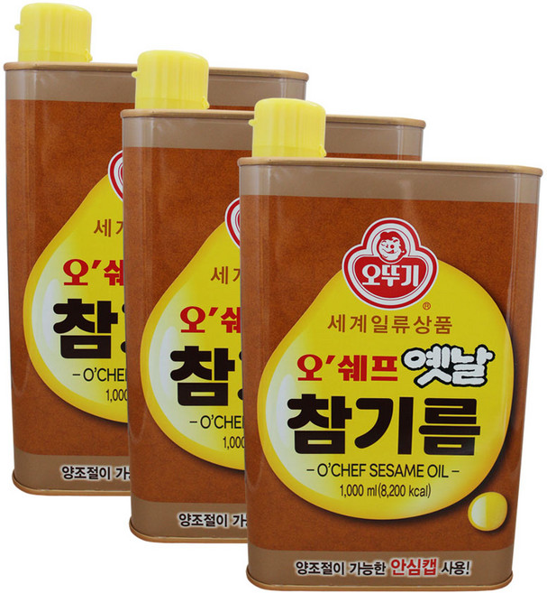 오뚜기 오쉐프 옛날참기름, 1L, 3개